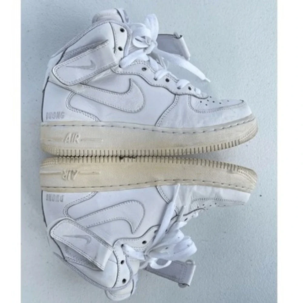 Nike Air Force 1 High NikeiD Custom 2015 White Leather Aged‎ Sole Rare Sz 5.5/7W